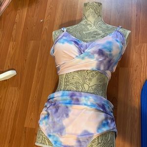 Blue, Pink, Purple HighWaisted Bikini- Fits like a Large (size XL)